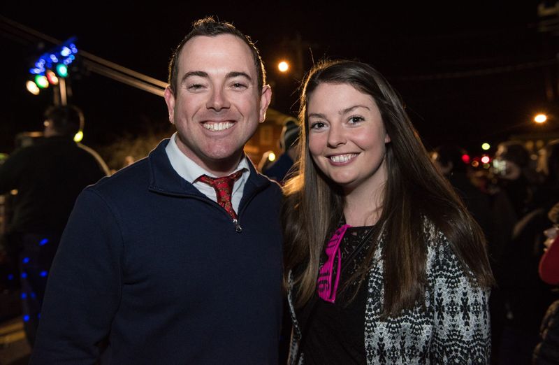 Goshen mayor Kyle Roddy and Molly O'Donnell were at Illuminate Goshen in Goshen, NY on December 31st, 2015.