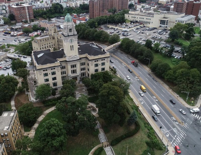 Drone image of Yonkers City Hall on Tuesday, September 1, 2020.