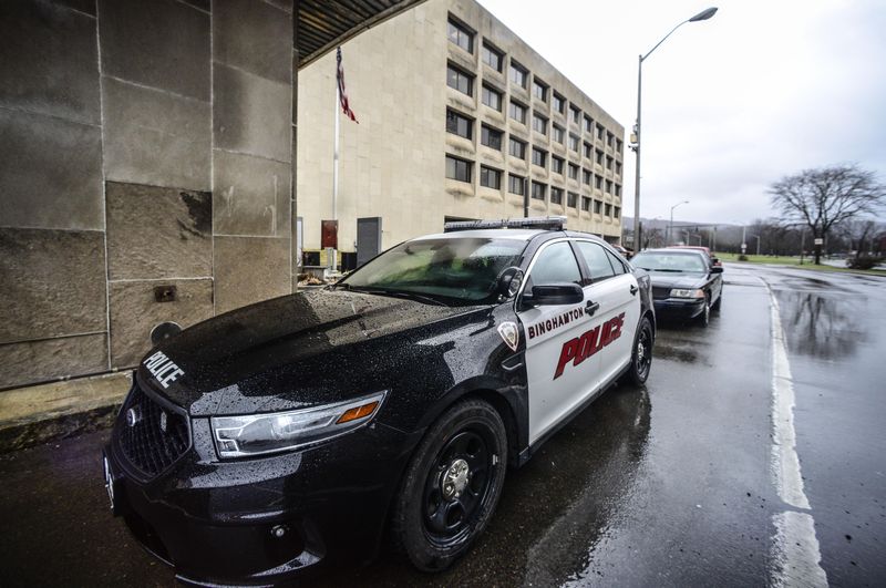 A Binghamton police car shown in downtown Binghamton in 2015.