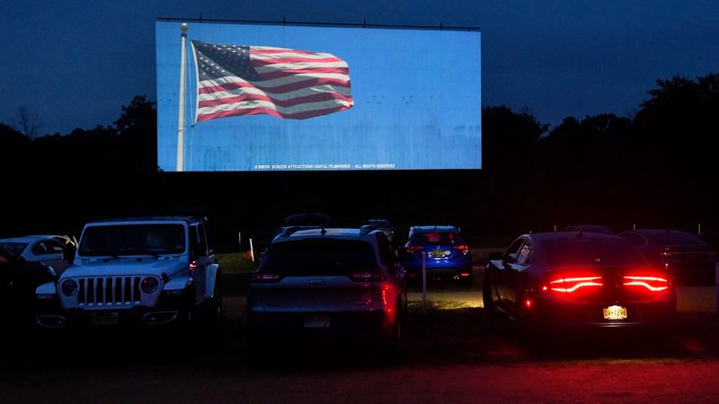 A pre-movie video is shown at the Delsea Drive-In Theatre in Vineland, NJ on Saturday, August 17, 2024. The Delsea Drive-In Theatre is the last remaining drive-in theatre in New Jersey, the state where drive-in theatres originated.