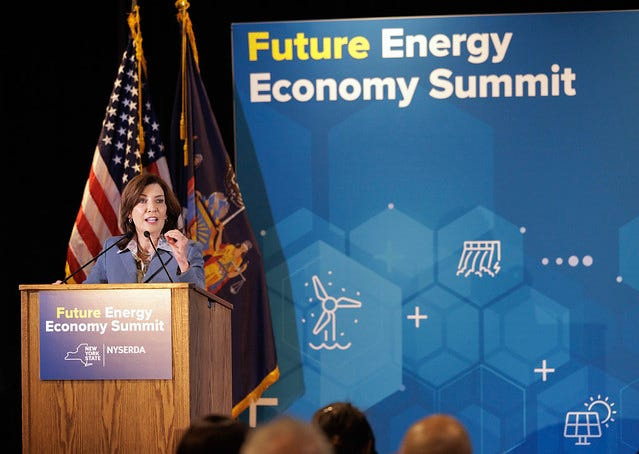New York Gov. Kathy Hochul delivered the keynote address at a state-sponsored energy summit in Syracuse on Sept. 5, 2024.