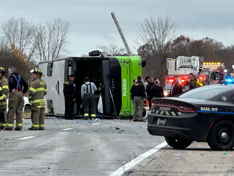 Twenty-eight people were injured when a tour bus overturned on the westbound lanes of Interstate 490 in Chili on Nov. 7, 2024.