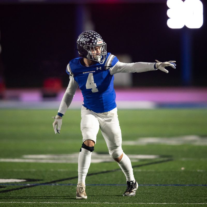 Whitesboro's Connor McDonald ensures he is on the line of scrimmage at Cicero-North Syracuse High School on Friday, November 22, 2024.