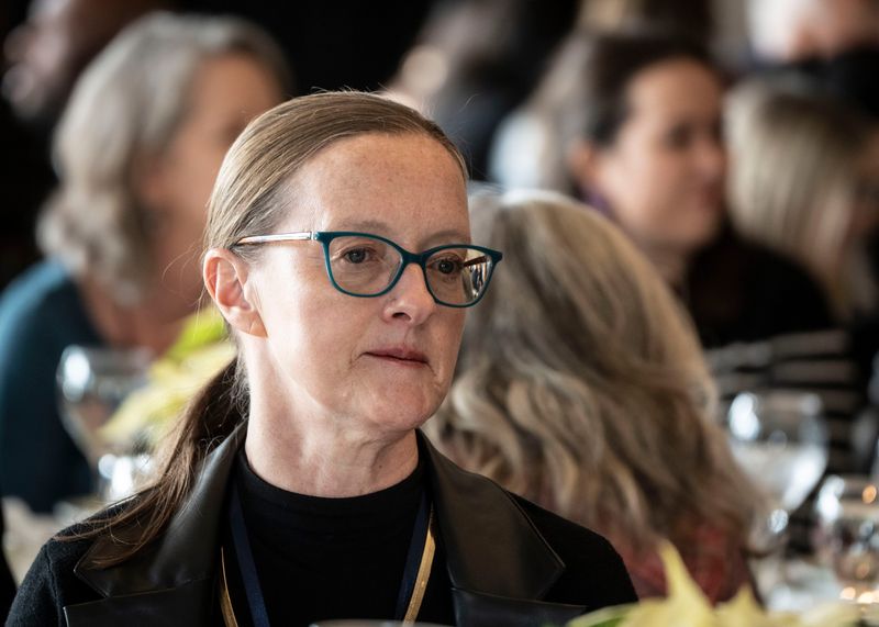 Karin Anderson Ponzer, Director of the Neighbors Link Community Law Practice, photographed Dec. 3, 2024 during a luncheon at the VIP Club in New Rochelle. Hillary Clinton spoke at the event, sponsored by Neighbors Link, an immigrant advocacy organization based in Westchester County.