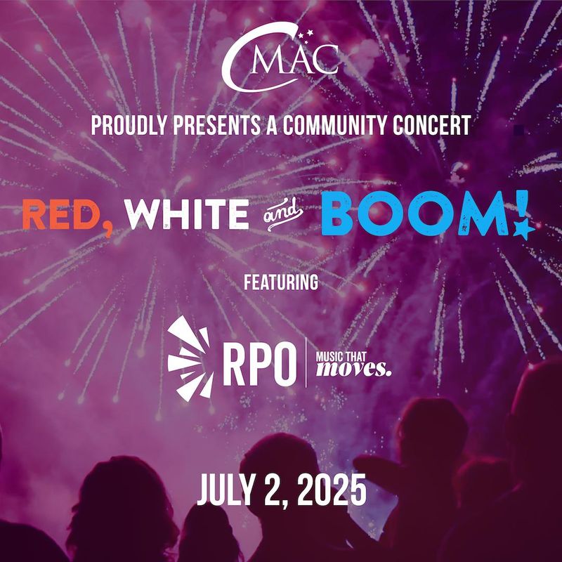 The Red, White & Boom community concert featuring the Rochester Philharmonic Orchestra will take the CMAC stage on July 2.