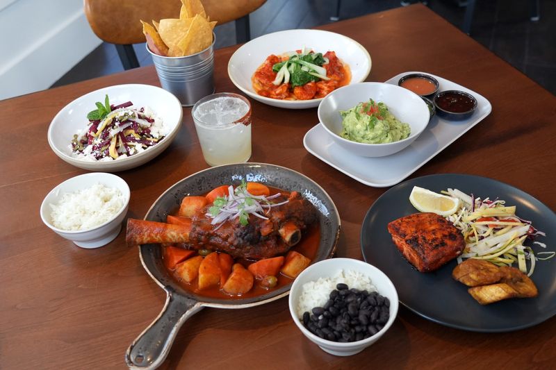 Lamb shank stew, La Casa Ensalada, shrimp in red pepper sauce, guacamole and blackened mahi mahi at La Casa Purchase, a new Mexican restaurant in Purchase, Jan. 9, 2025.  The restaurant is participating in its first Hudson Valley Restaurant Week this fall.