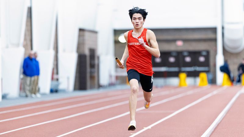 Cornwall High School graduate Charles Cypress '26 runs for SUNY Plattsburgh men's track and field. PLATTSBURGH ATHLETICS