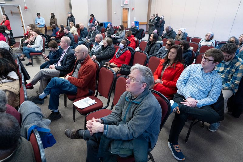 Westchester residents attend a ConEd rate hike rally at Westchester County Center in White Plains on Friday, February 14, 2025.
