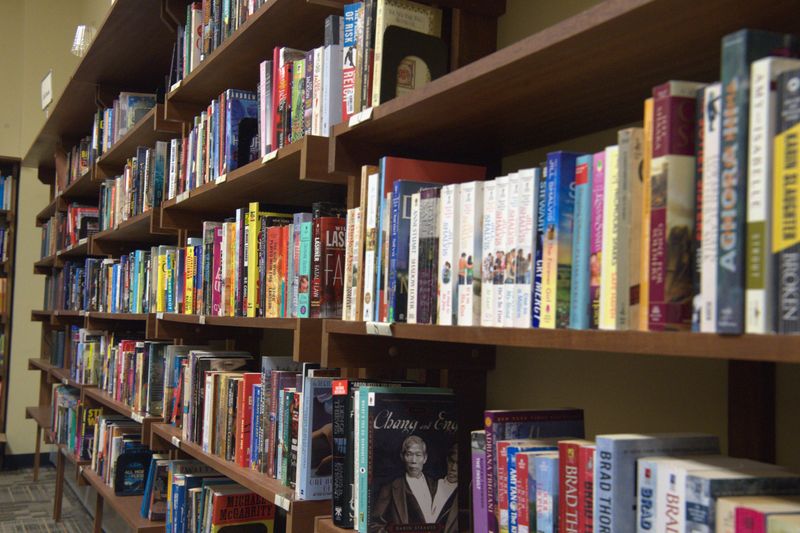 Students from BOCES Carpentry program built the bookshelves lining the back wall and the desk in the book sale room for Friends of the Broome County Public Library.