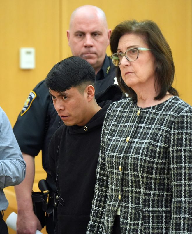 Hugo Perez-Gabriel, who has been indicted on child sex abuse charges related to a teenage boy whose body was discovered in New Rochelle in early February, at Westchester County Courthouse March 11, 2025 in White Plains. Perez-Gabriel was initially arrested on a charge of concealment of a human corpse for moving the boy's body. He was subsequently charged in connection to receiving two sexually explicit videos of the boy after requesting them over WhatsApp.