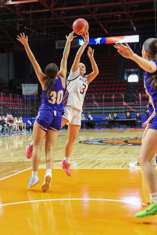 Johnson City's Emma Phelan goes up for a shot as Ardsley's Leah Burriss defends during Ardsley's 51-20 win in a NYSPHSAA Class A girls basketball regional final March 16, 2025 at Visions Veterans Memorial Arena in Binghamton.