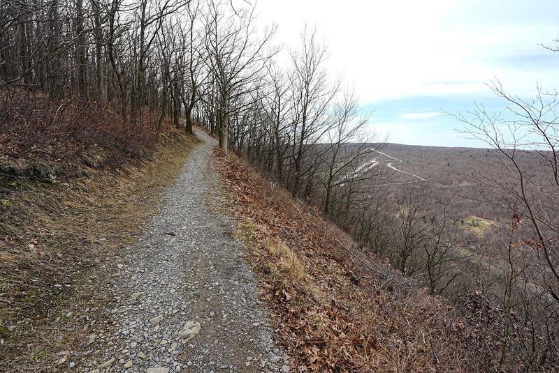 Part of the orange trail runs along a ridge line at Ontario County Park in Naples on March 19, 2025.