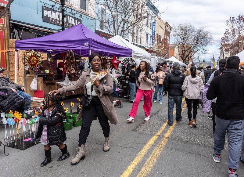 Thousands filled the streets of downtown Nyack for the Springfest Street Fair April 13, 2025. The street fair, the first of five street fairs that will take place throughout the Spring and Summer, was sponsored by the Nyack Chamber of Commerce, and featured 200 vendors, arts and crafts, music and food. Coheed and Cambria, the progressive rock band from Nyack played for several thousand fans during the fair.