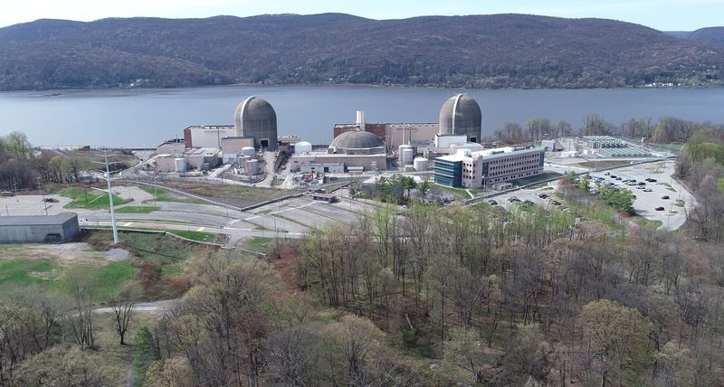 The Indian Point Energy Center in Buchanan is in the process of being decommissioned April 22, 2025. At far right are spent nuclear fuel rods in storage.