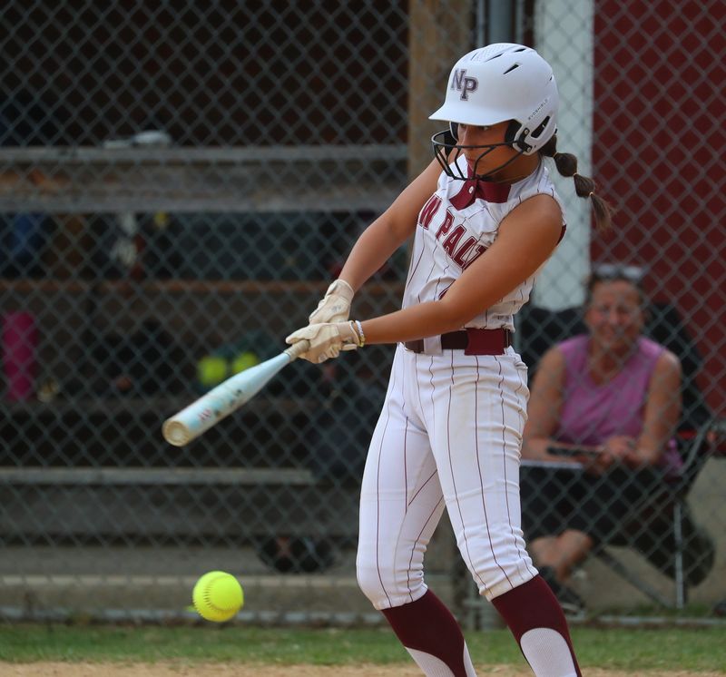 New Paltz's Bella Morales at bat during their game versus Marlboro on April 24, 2025.
