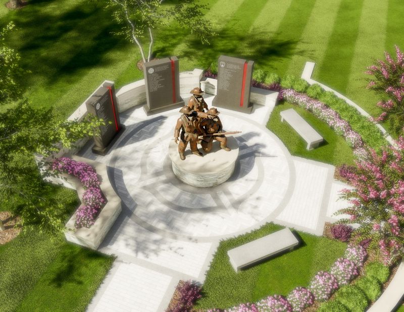 A rendering of the memorial honoring Rockland volunteer firefighters who died in the line of duty. The memorial is part of plans to upgrade the Rockland County Courthouse courtyard in New City.