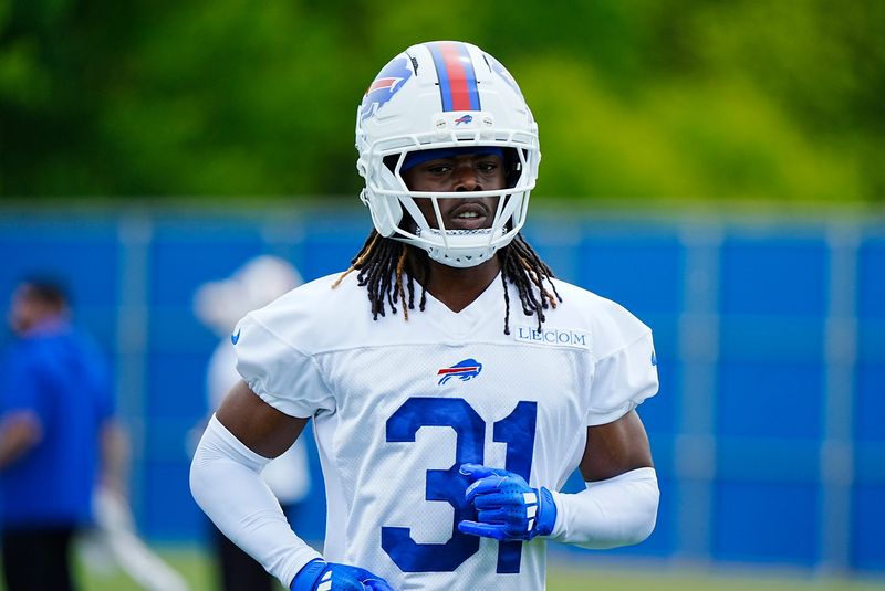 Buffalo Bills Maxwell Hairston jogs to another area of the field during voluntary workout at their practice facility on May 27, 2025.