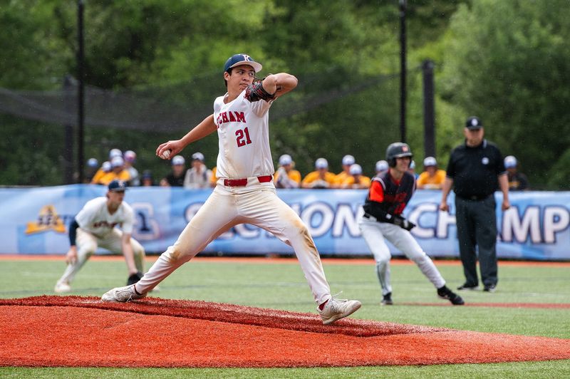 Ketcham's Tyler Durkin pitches during the Section 1 Class AAA championship game at SUNY Purchase in Purchase, NY on Saturday, May 31, 2025.