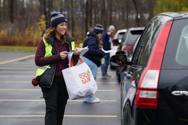 Regional Food Bank handing out food.