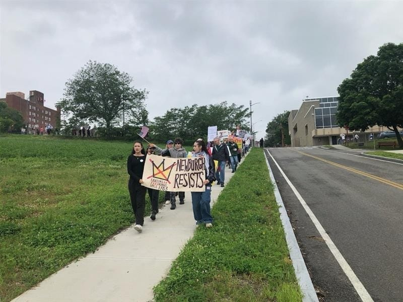 Newburgh residents marched from Montgomery Street as part of many protests planned across the U.S. on June 14, 2025, dubbed by organizers as "No Kings Day."