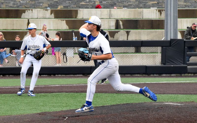 Michael Jamba pitches for Maine-Endwell during a 2-0 loss to Pittsford Mendon in the NYSPHSAA Class A championship game June 14, 2025 at Binghamton University.