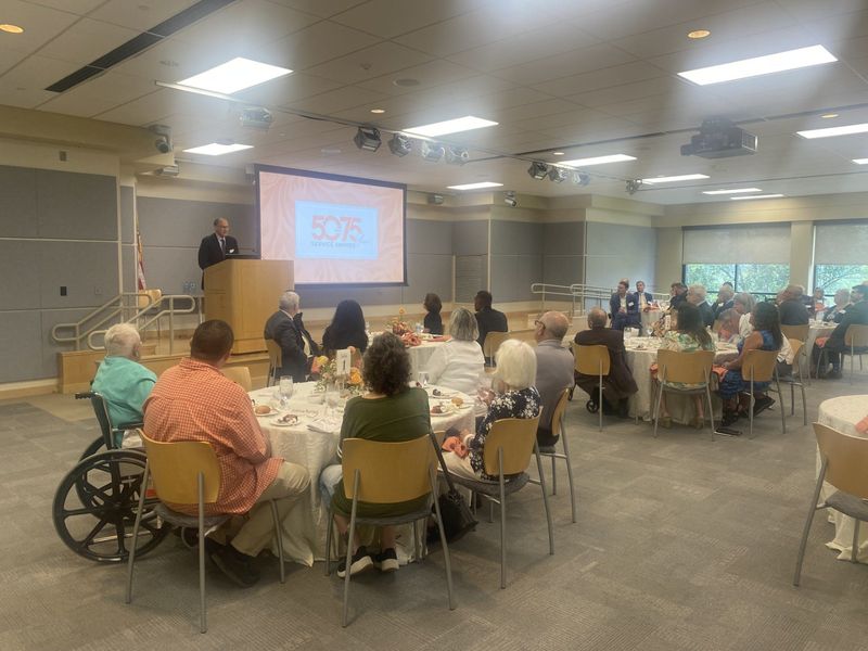 Wendell Weeks, Corning Inc. Chairman and CEO, speaks to former employees honored Wednesday at Corning Inc.'s annual Service Awards Luncheon.
