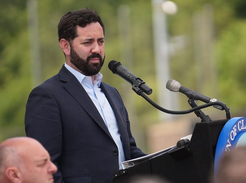 Congressman Mike Lawler offers remarks as Clarkstown opens an inclusive playground named for former Councilman Mark Woods at Zukor Park in New City on Friday, June 20, 2025. Mark Woods died unexpectedly May 17, 2024, at the age of 54.