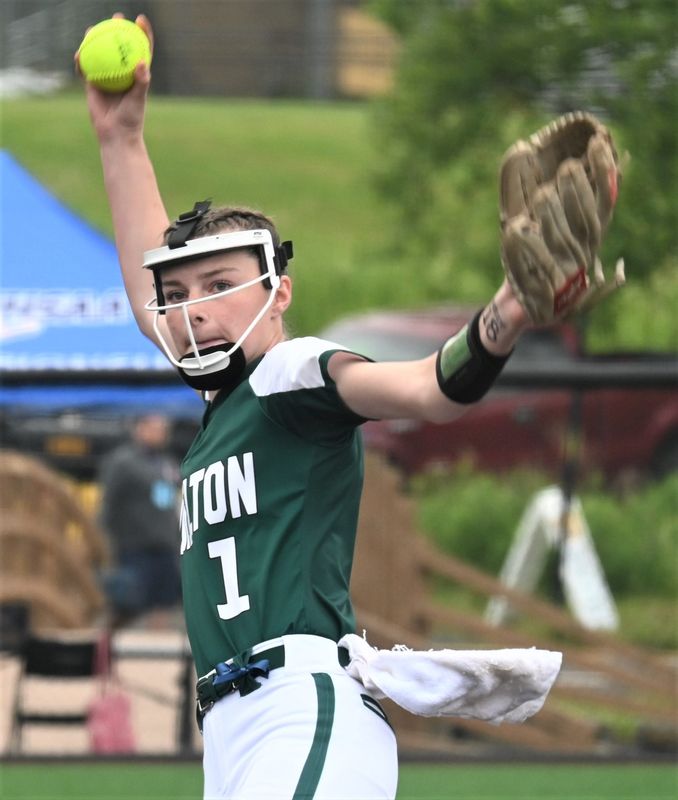 Hamilton Emerald Knight Ellie Freeth delivers a pitch against Argyle during New York's Class D championship softball game June 14 in Binghamton.