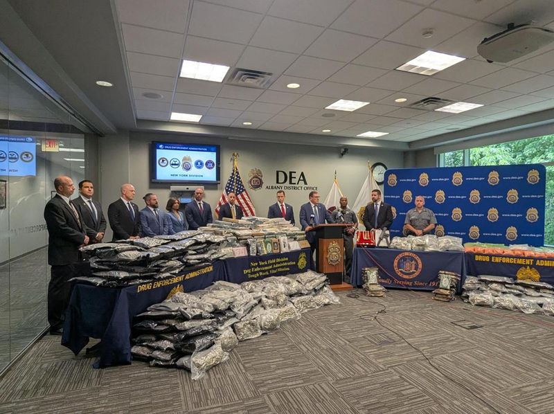 Searches resulted in the seizure of almost 250 kilos of cocaine, fentanyl pills, other drugs and paraphernalia, a firearm and more than $1 million in cash, law enforcement officials said.