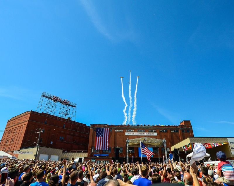 The 2024 fly over at the Boilermaker Road Race.