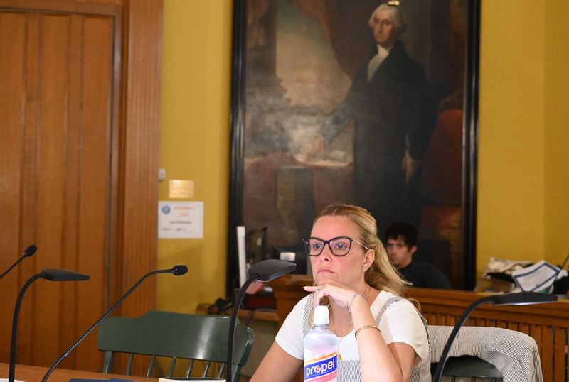 Putnam County Legislator Erin Crowley, R-Mahopac, attended a meeting on July 1, 2025, sat by a portrait of President George Washington in Putnam County's Historic Courthouse.