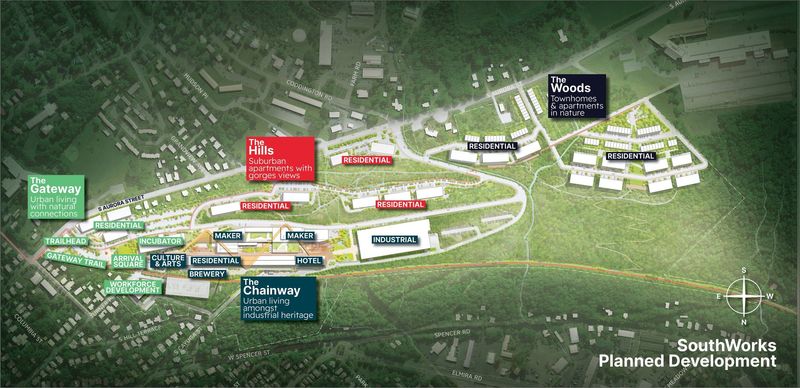 Plans for the SouthWorks development on Ithaca's South Hill