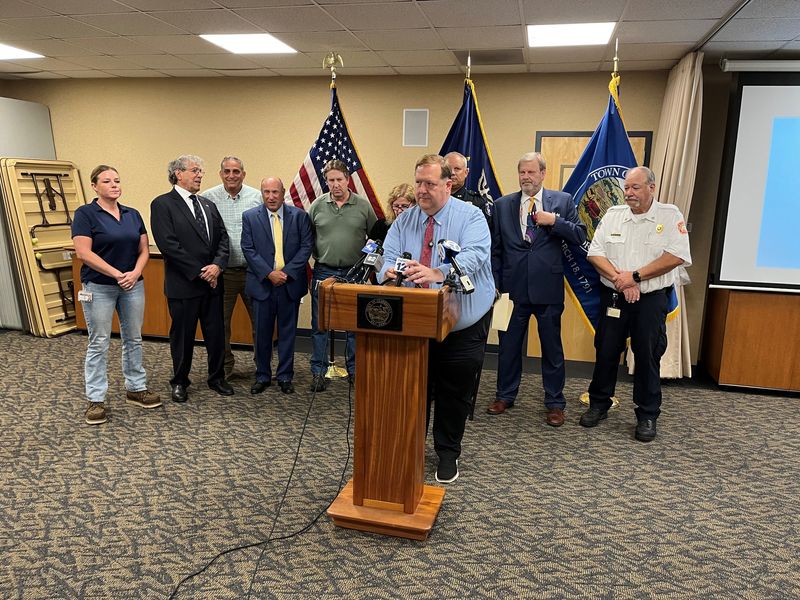 Clarkstown supervisor George Hoehmann speaks at a news conference about an illegal New City day care on July 9, 2025.