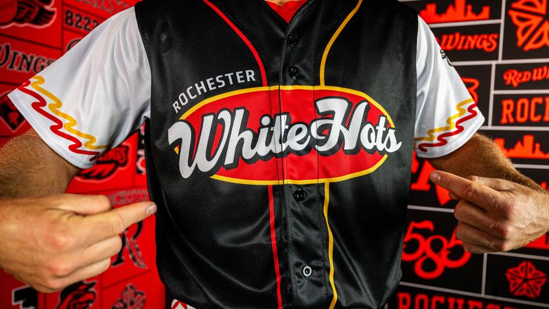The Rochester Red Wings will take the field in new “White Hots” gear to honor Zweigle’s signature white hot.