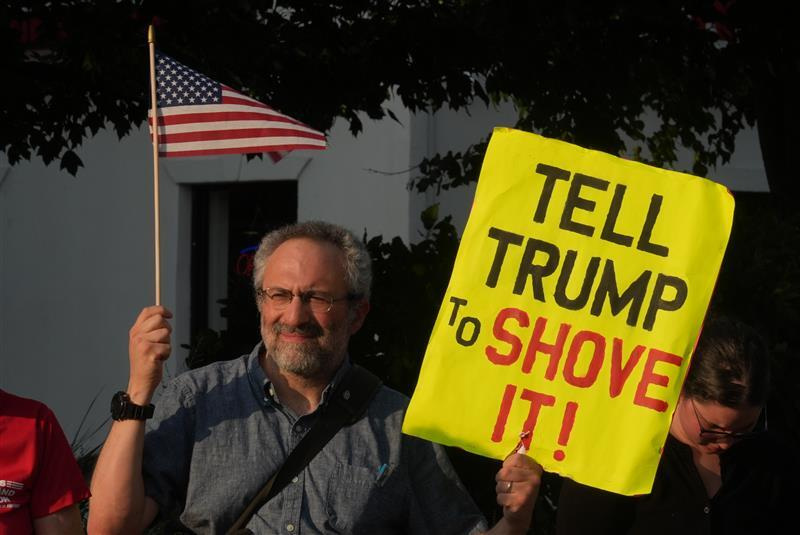 Jared Hertzberg of Croton attends the Good Trouble Lives On protest in downtown Yonkers on July 17, 2025.