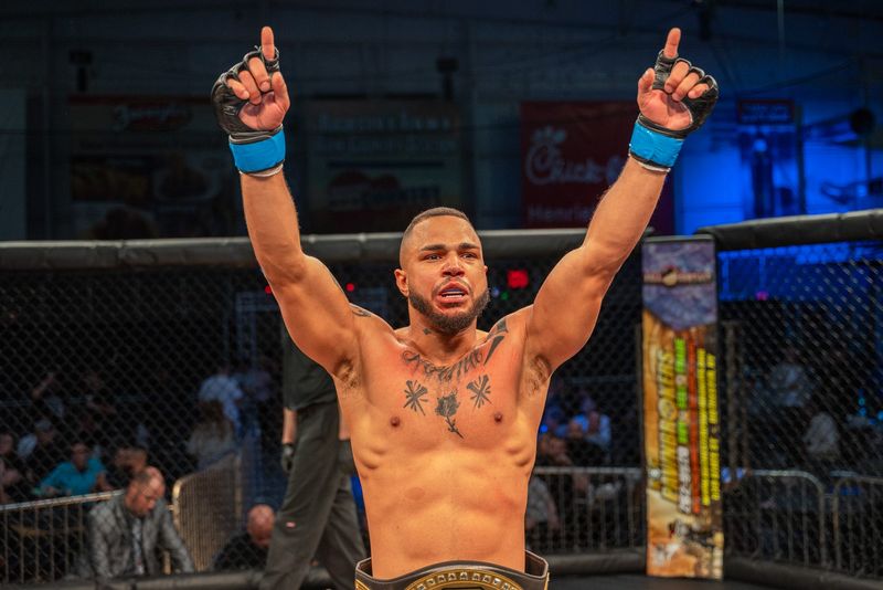 Tomas Laredo after winning the featherweight title at Rage in the Cage 28.