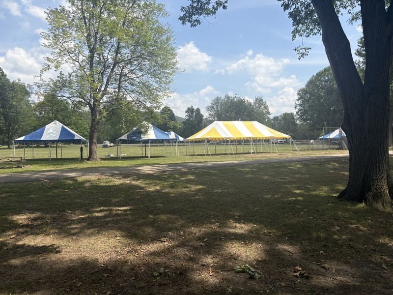 Setup started on July 24 for the 41st annual Spiedie Fest and Balloon Rally in Otsiningo Park, which begins on Aug. 1, 2025.