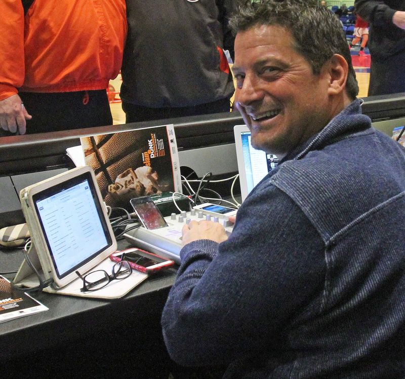 Robert Di Fiore, in 2015 photo at Westchester County Center where he was DJ for Section 1 basketball playoffs