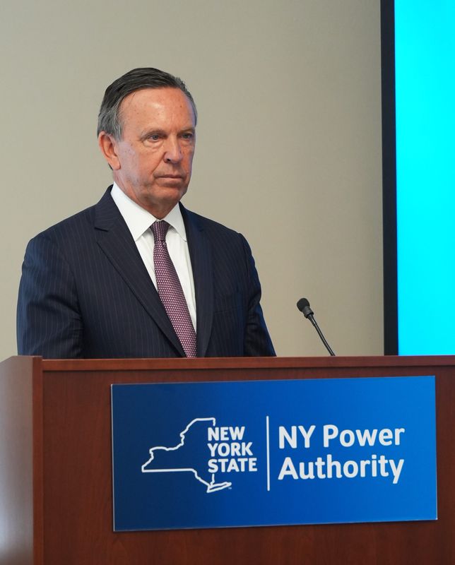 Justin Driscoll, President and Chief Executive Officer of the New York Power Authority, speaks at the monthly board meeting July 29, 2025 in White Plains.