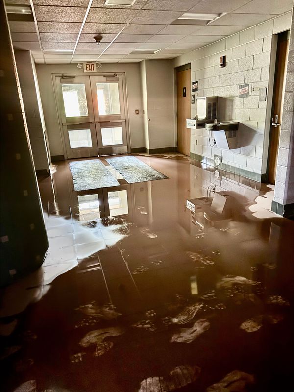 Water poured into the basement and onto the first floor of Oneida High School during a June flood that damaged the building's electrical and mechanical systems badly enough to force the school to remain closed for the 2025-2026 school year.