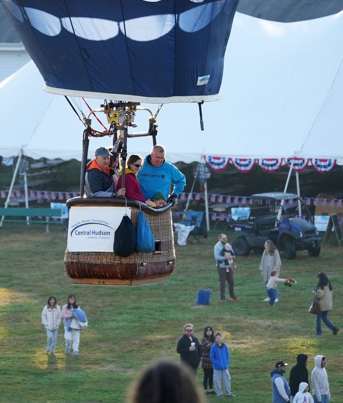 Hot air balloons fill the sky during the morning launches of the 34th-annual Hudson Valley Hot-Air Balloon Festival at Tymor Park in Union Vale Aug. 30 & 31, 2025. The festival, presented by JP Morgan Chase, featured tethered hot-air balloon rides, full hot air balloon flights, morning yoga, fireworks, live music and entertainment, food trucks, a beer and wine tent, local vendors, and many other family activities.