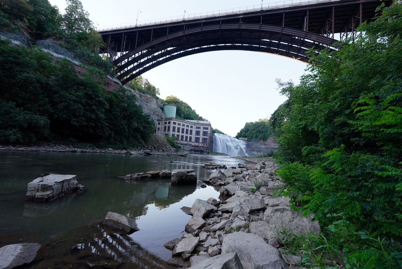 Driving Park bridge crosses over the Genesee River at Lower Falls in Rochester on Sept. 3, 2025.