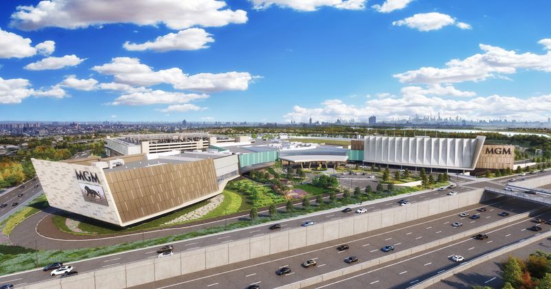 Operators at Empire City Casino at Yonkers Raceway are planning a major expansion and the addition of a entertainment venue if they win a full casino license this year. This image shows what the enlarged operation would look like.