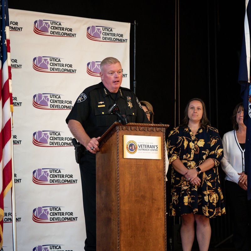 Oneida County Sheriff Robert M. Maciol speaks during a press conference held by the Oneida County Sheriff’s Vulnerable Population Advisory Committee inside the Parish on Broadway in Utica, NY on Tuesday, September 9, 2025.