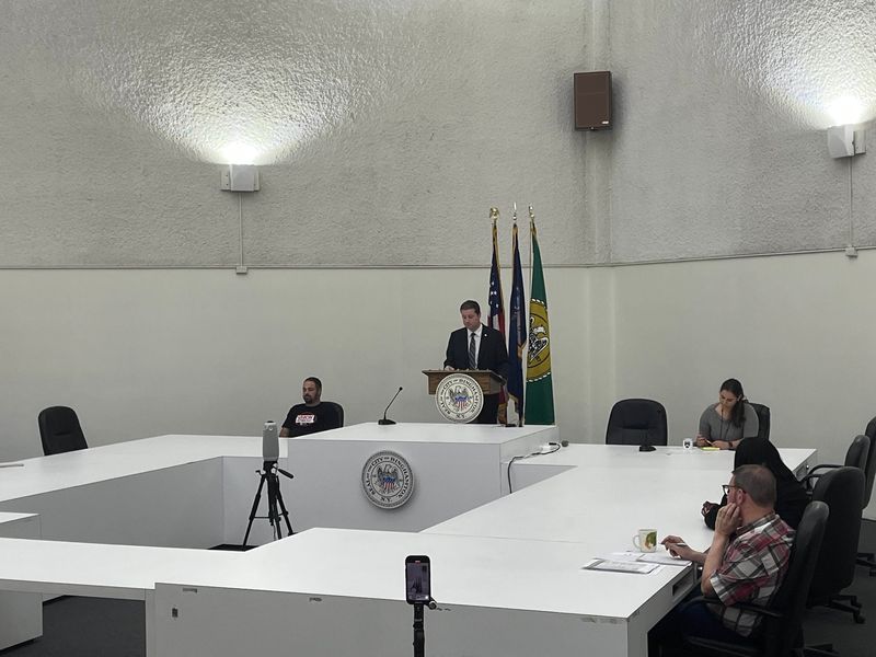 City of Binghamton Mayor Jared Kraham delivers his 2026 budget address at city hall on Sept. 15, 2025.