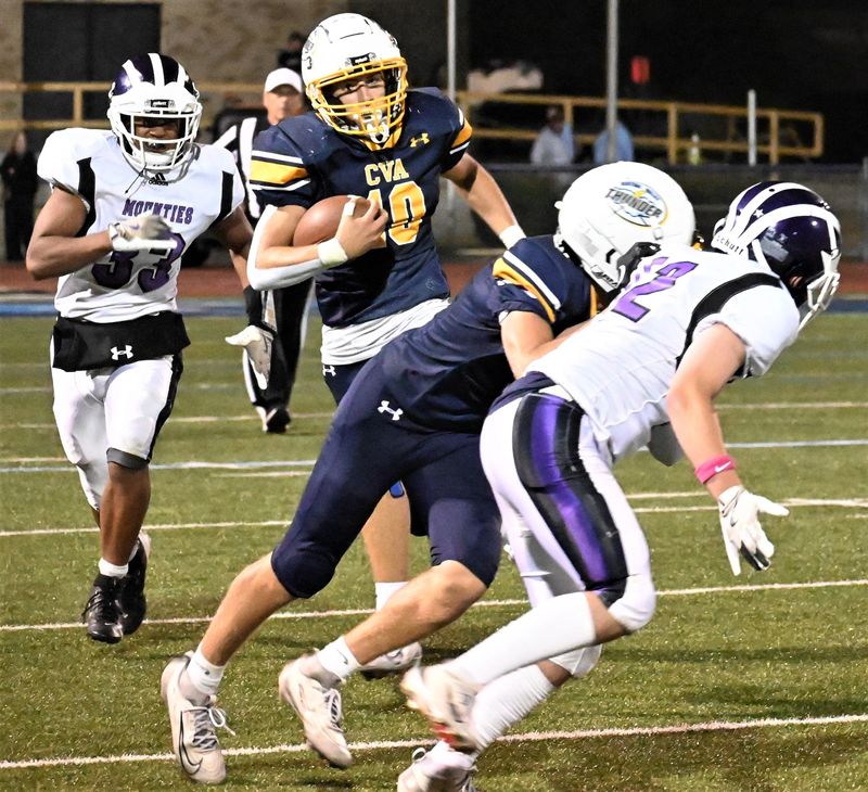 Central Valley Academy's Cal Jacquays cuts past a blocker on a run against Little Falls Friday. Jacquays ran for more than 200 yards and scored three touchdowns.