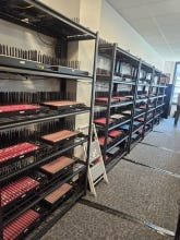 The Secret Service said this photo shows a wall of SIM boxes, or SIM banks, used as part of an extensive network of electronic devices used to make threats to U.S. government officials.