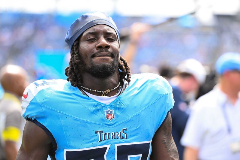 Sep 14, 2025; Nashville, Tennessee, USA; Tennessee Titans cornerback Jarvis Brownlee Jr. (29) walks off the field against the Los Angeles Rams during pre-game warmups at Nissan Stadium. Mandatory Credit: Steve Roberts-Imagn Images