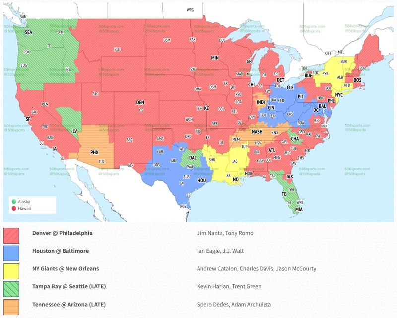 NFL Week 5 CBS TV maps