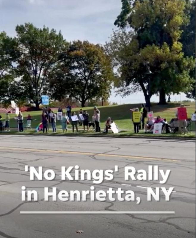 A screenshot of the video from the Henrietta "No Kings" protest on Oct. 18.
